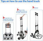 Heavy Duty 6-Wheel Stair Climbing Cart - 300lb Capacity Folding Hand Truck, All-Terrain Aluminum Trolley w/Adjustable Handle - Perfect for Groceries, Deliveries, Apartments