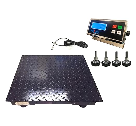 SellEton SL-700-2x2-5K 24" x 24" (2' x 2') Industrial Floor Scale with Capacity of 5000 lbs 1 lb - Black