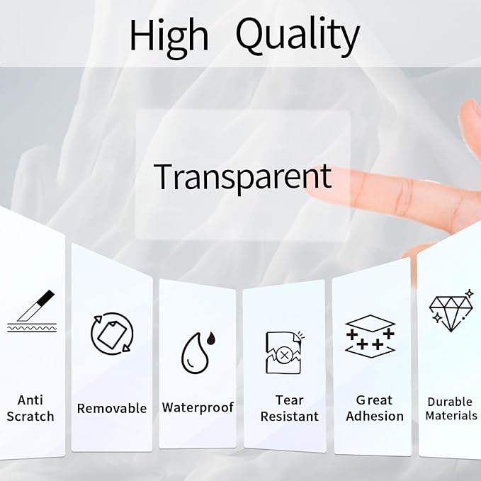 3x2 Inch Transparent Thermal Labels Stickers, Self-Adhesive Clear Waterproof Direct Thermal Label Stickers for Packaging, Shipping, Barcode, Address