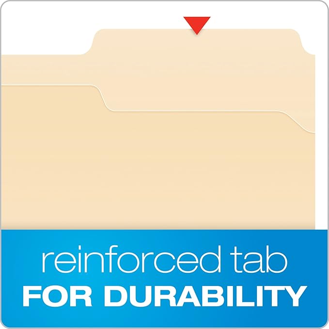 Pendaflex Fastener Folders, 2 Fasteners, Letter Size, Manila, 1/3 Cut Tabs, in Left, Right, Center Positions, 50 Per Box (FM213) (Pack of 5)