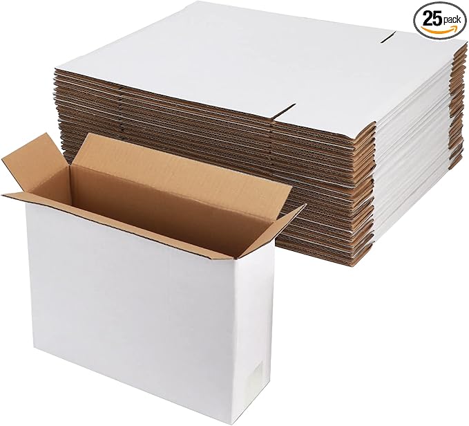 Hoikwo 12x9x4 Inches Medium White Shipping Boxes Set of 25, Sturdy Cardboard Boxes for Small Business for Packaging Mailing