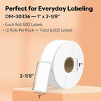 Compatible DYMO 30336 (1" x 2-1/8") Direct Thermal Multipurpose Labels, Address & Barcode Stickers for LabelWriter 450, 4XL, Rollo, Zebra – NOT for 550 & 5XL (12 Rolls / 6000 Labels), TRSTGIX