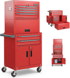 Goplus Tool Chest, 6 Drawers 3-in-1 Extra Large Tool Storage Cabinet with 4” Universal Lockable Wheels, Auto Lock, Protective Liner, Heavy Duty Rolling Tool Box for Garage, Workshop
