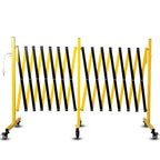 23FT Traffic Barricade with Casters, Metal Expandable Barricade, Folding Security Gate, Retractable Fence Outdoor Barricade Fence for Construction Area, Traffic Control
