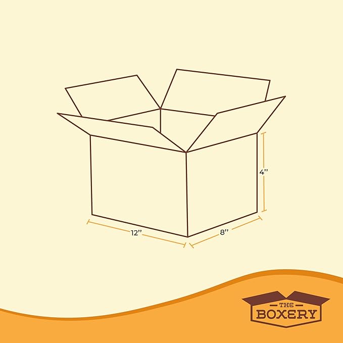 The Boxery 12 x 8 x 4 Inches Heavy Duty Grade ECT44, Brown/Kraft Corrugated Cardboard Shipping Boxes 25-Pack |Mailing, Packing, Moving & Storage for Business/Home-Recyclable - Made in the USA