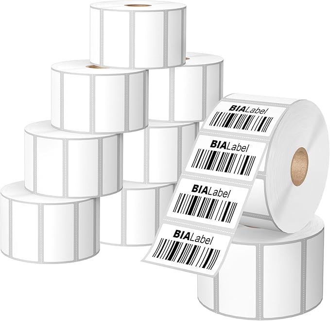 12 Rolls 2" X 1" Thermal Labels, 1300/Roll - Direct Thermal Labels Compatible with Zebra & Rollo Printers, BIAlabel