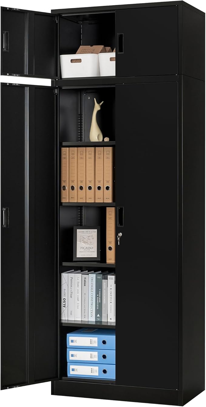 Storage Cabinet, 87 Inch Tall Metal Storage Cabinet with Doors and Shelves,Heavy Duty Metal Cabinet, Pantry Cabinets for Kitchen Storage, Garage Cabinet for Living, Dining Room.