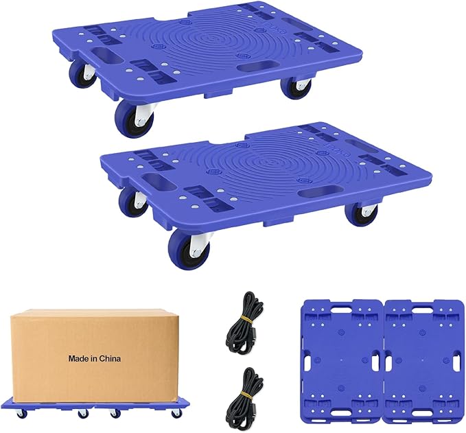 Furniture Dolly, Furniture Movers Dollies Heavy Duty,Large Moving Dolly Cart with 4 Wheels,24in-16in Hand Truck Folding Cart,360° Swivel Wheels Mute Portable 660lb Capacity,2 Pack,Blue