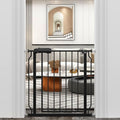 WAOWAO Baby Gate 29.13-33.86" Extra Wide Pressure Mounted Walk Through Swing Auto Close Safety Black Metal Toddler Kids Child Dog Pet Puppy for Stairs,Doorways,Kitchen