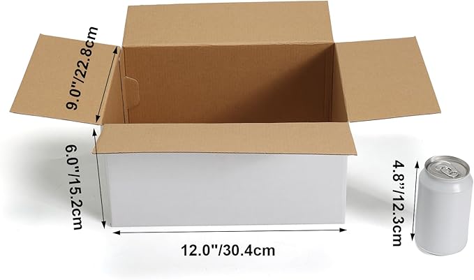 CRUGLA 12x9x6 White Shipping Boxes Set of 15, White Corrugated Cardboard Boxes for Small Business Shipping Mailing Packing