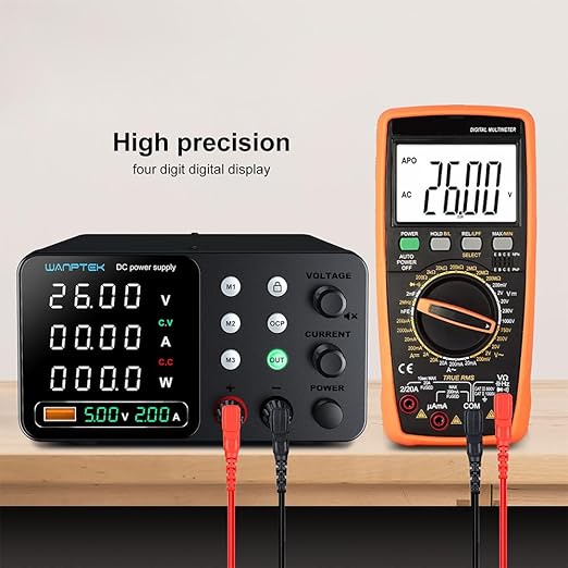 DC Power Supply Variable, 60V 5A Adjustable Switching Regulated Bench Power Supplies with Memory Preset/Locking Key/OCP Protection/Output/USB Fast Charging /4-Digit LED Display