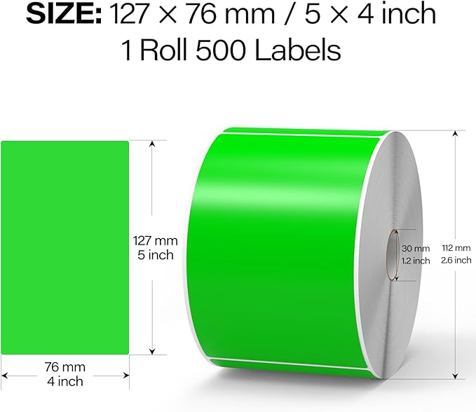 500 Pcs Large Moving Labels for Boxes 3 ×5 Inch Vinyl Self Adhesive Rectangle Stickers Color Coding Labels Waterproof Removable for Storage Bins Classroom Office Warehouse, Fluorescent Green