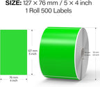 500 Pcs Large Moving Labels for Boxes 3 ×5 Inch Vinyl Self Adhesive Rectangle Stickers Color Coding Labels Waterproof Removable for Storage Bins Classroom Office Warehouse, Fluorescent Green