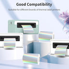 3x2 Inch Holographic Thermal Labels, Silver Thermal Sticker Labels, Rainbow Glitter Stickers for Price, Barcode, Mailing, Name, DIY Custom Logo Design, 200 Pcs/1 Roll