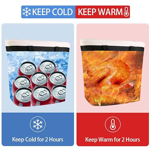 Insulated Cooler Bag, Tote Bag for Grocery Shopping, DIY Your Creative Designs, Cooler Bags Insulated, Pizza/Food Delivery Bag to Keep Cold/Hot (Purified Cotton, Non-Waterproof, Beige