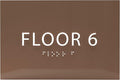 6" X4" Floor 6 Sign - ADA Compliant Tactile Graphics Grade 2 Braille Text | Wall Mount Plastic Directional Assistance, Floor Number Sign for Office, Schools, Hospitals, Apartments