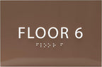6" X4" Floor 6 Sign - ADA Compliant Tactile Graphics Grade 2 Braille Text | Wall Mount Plastic Directional Assistance, Floor Number Sign for Office, Schools, Hospitals, Apartments