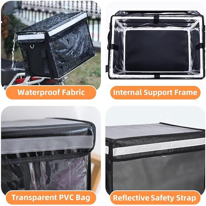 Insulated Bags For Food Delivery XL - 18.1" x 13.8" x 13.8", Commercial Insulated Food Delivery Bag w/ Divider, Waterproof & Foldable Catering Bag Food Deliveries, Delivery Pizza Bags 12 Inches
