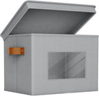 Univivi Storage Bins with Lids Collapsible Foldable Closet Storage Boxes for Clothes [3-Pack] Containers boxes with Handles Closet Storage for Home, Office, Bedroom (Grey,17" x 12"x 12")