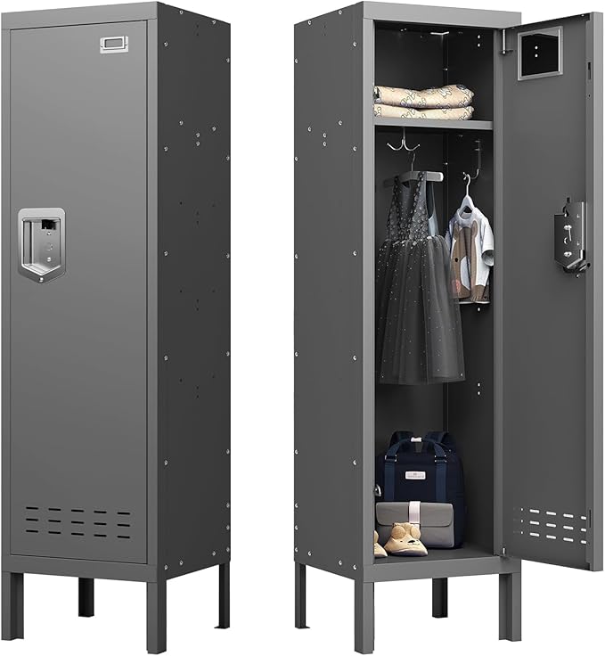 Metal Cabinet Home Office Storage,Lockers,Lockable Employees Metal Locker with Door,54" Height Steel Locker,Lockable Steel Locker for Gym,School,Home,Office,Garage,Assembly Required