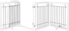SPIRICH 96-inch Extra Wide 30-inches Tall Dog Gate with Door Walk Through, Freestanding Wire Pet Gate for The House, Doorway, Stairs, Pet Puppy Safety Fence, Support Feet Included (White)