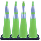 BESEA 4Pack 36” inch Traffic Cones Green Road Parking Cones Construction Safety Cone Structurally Stable for Traffic Control(Green Color)