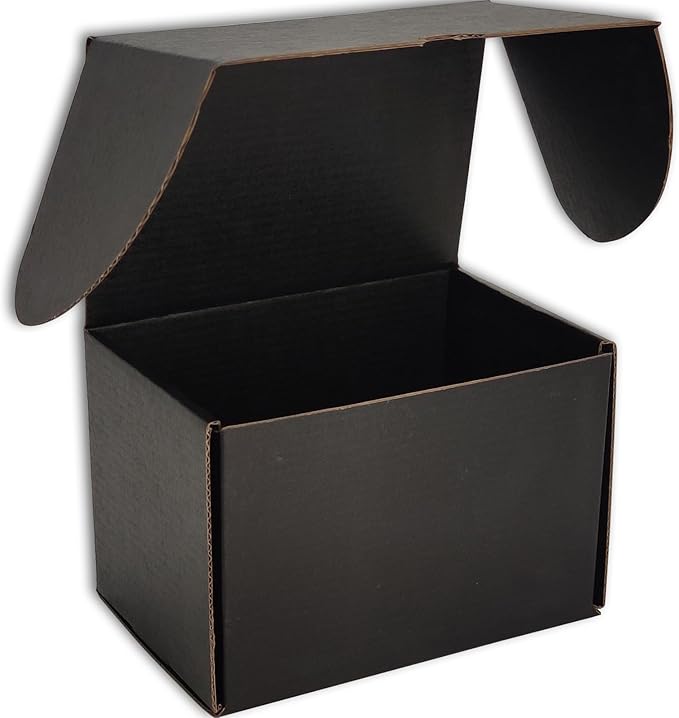 6x4x4 inches Small Shipping Boxes Set of 25 - Black Mailer Corrugated Cardboard Boxes for Shipping Packaging Mailing Products
