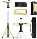 10000mAh Rechargeable LED Work Light with Stand, 3200 Lumens 4.8ft Telescoping Tripod, 2 Detachable Magnetic Lamp Panels, Cordless Garage Workshop Light for Car Repair Inspection Jobsite