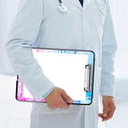 Side Opening Clipboard With 2 Storage & Pen Holder - Blue Personalized for Teachers, Nurses, Business People - Marble Enclosed Heavy Duty Contractor Clipboard