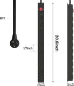 KF 10 Outlet Heavy Duty Power Strip, 2100J Surge Protector with 6FT Extension Cord, 15A/1875W Wall Mount Power Strip Design,Safety Switch,Overload Protection for Home Office Workshop - Black