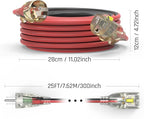 25FT 14/3 Gauge Heavy Duty Outdoor Extension Cord Waterproof with Locking LED Lighted Plugs, SJEOW All-Weather Jacket (-50°C to 105°C), 15amp 1875W, 3 Prong, ETL Certified
