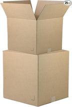 The Boxery 7"x7"x3" Brown/Kraft Corrugated Cardboard Shipping Boxes 25-Pack | Mailing, Packing, Moving & Storage for Business/Home – Durable - Eco-Friendly, Recyclable - Made in the USA