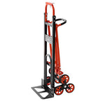 VEVOR 3 in 1 Industrial Convertible Stair Climbing Cart, 770 lbs Max Load, Folding Hand Truck Dolly with Handle & Wheels, Stair Climbing Utility Trolley for Transport & Moving, Orange & Silver