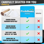 PerkHomy 48" x 2,400" (200') White Kraft Paper Roll for Craft Bulletin Board Paper Art Table Covering Crafting Gift Wrapping Bouquet Packing Parcel 80GSM 55LB (White, 48" x 200')
