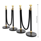 4Pcs Velvet Ropes and Stanchion Post, Black & Gold Stanchion Rope Set, Stainless Steel Stanchions Posts with Ball Top, Crowd Control Barriers for Shopping Malls, Exhibition Halls