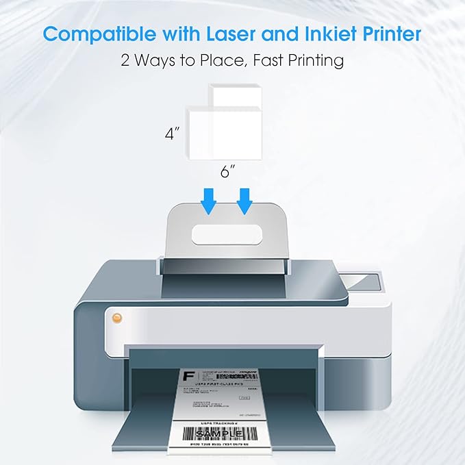 MaxGear 4x6 inch Shipping Address Labels,for Inkjet or Laser Printer, USPS Postal Mailing Shipping Labels, Matte White Paper Sheets, Permanent Strong Adhesive, Dries Quickly, 100 Pcs