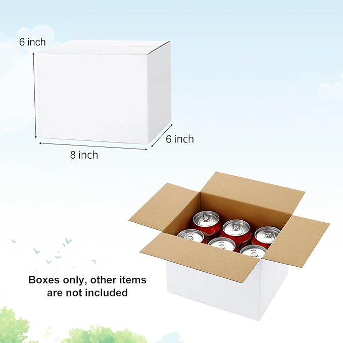 Famagic Small Shipping Boxes 8x6x6 Inch 10 Pack White Box Corrugated Cardboard Boxes for Packaging Small Business, Mailing Boxes for Shipping