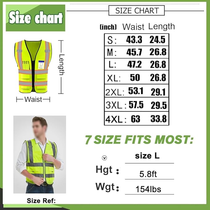 YOWESHOP High Reflective Visibility Safety Vest Custom Your Logo Safety Workwear with Reflective Strips and Pockets