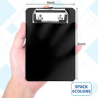 6 PCS MiNi Clipboard，Pretty Cute Small Clipboards 4×6 Inch A6 for Classrooms, Offices, Restaurants, Doctor Offices - (Black)