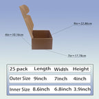 9x7x4 inch Shipping Boxes Pack of 25, Brown Corrugated Cardboard Box Mailer Boxes for Packaging Small Business Shipping，Recyclable Moving Storage Mailing Boxes Bulk Book Literature Gift Giving