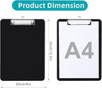 Plastic Clipboards, 6 Packs A4 Size Clip Boards, Paper Clips, Nursing Clipboard, Paper Clip Holder, Writing Board, Document Holder - Black