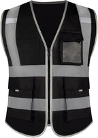 Safety Reflective Work Vest 6 Pack for Men and Women with 8 Pockets and Zipper High Visibility Construction Outerwear
