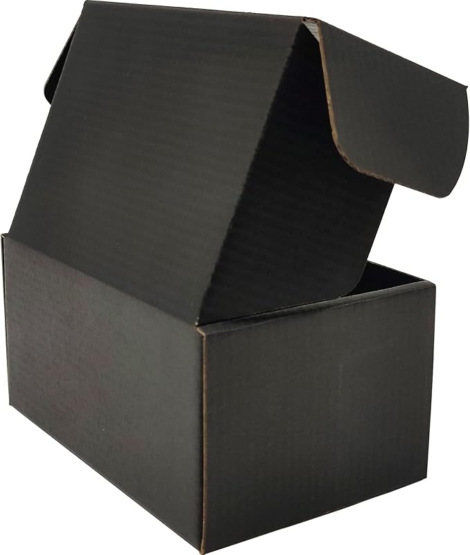 Small Black Shipping Boxes for Small Business Pack of 25-6x4x3 inches Cardboard Corrugated Mailer Boxes for Shipping Packaging Craft Gifts Giving Products