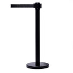 VIP Crowd Control Retractable Belt Stanchion Queue Safety Barrier Set, 36" Ht, 78" Black Belt + Wall Bracket (6 Posts+WBracket)