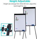 Dry Erase Easel 36" x 24", Height Adjustable Magnetic White Board with Tripod Stand, Office Presentation Board with 25 Sheets Flipchart Paper Pad, Magnets & Eraser, Black