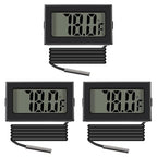 3pcs Black Digital LCD Thermometer Temperature Monitor with External Probe for Fridge Freezer Refrigerator Aquarium (Fahrenheit)