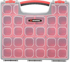 INTERTOOL Hardware Organizer with 13 Removable Bins - Small Parts Storage Tool Box for Nuts, Bolts, Screws, Nails - Portable Handle Transparent Lid with Locks BX08-4031