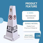 BESEA 4PCS White No Parking Cone White Caution 4 Sided No Parking Cone Reserved Parking