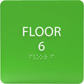 6" X6" Floor 6 Sign - ADA Compliant Tactile Graphics Grade 2 Braille Text Acrylic Wall Signs - Directional Assistance, Floor Number Safety Sign for Office, school Hospital, Apartment