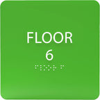 6" X6" Floor 6 Sign - ADA Compliant Tactile Graphics Grade 2 Braille Text Acrylic Wall Signs - Directional Assistance, Floor Number Safety Sign for Office, school Hospital, Apartment
